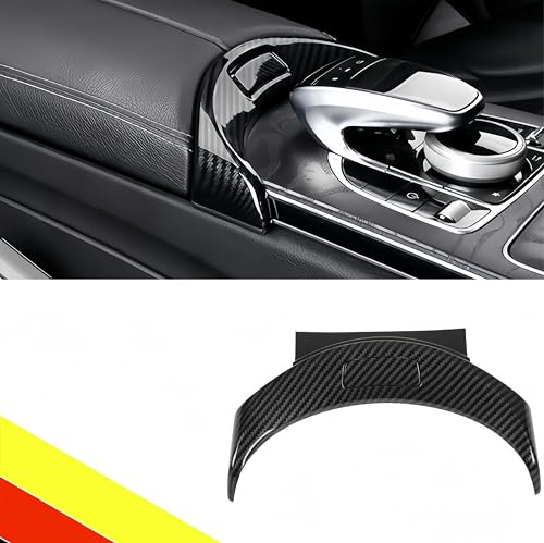 POETRYXIAO Mittelkonsole Armlehne Aufbewahrungsbox Kohlefaser Knopfabdeckung für Mercedes C-Klasse W205/GLC X253/AMG Modelle 2015-2020,für Mittelkonsole Armlehne Box Schalter
