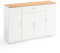 Ginhow Kommode mit 1 Schubladen und 4 Türen, Flur Kommode aus Sonoma Eiche Weiß Optik, Komodenschrank 110cm Breit für Schlafzimmer — 110x 70x 30 cm, Sideboard Weiß mit Verstellbaren Einlegeböden