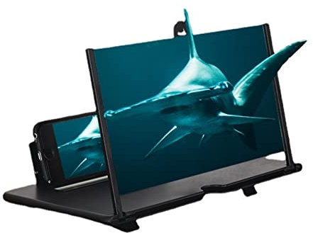 Lupa de Pantalla para Smartphone con proyector 3D HD para películas, vídeos y Juegos - Lupa de Pantalla con Soporte Plegable para teléfono (14 Inch)