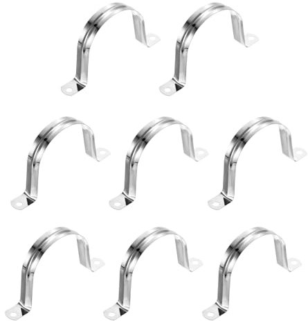 sourcing map 8Pcs Rigid Pipe Straps, 70mm(2.76) 201 Stainless Steel 2 Hole U-Shaped Bracket Tube Hanger Pipe Clamps for Fixing Pipe Cable