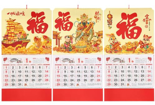 NUOBESTY Traditioneller Chinesischer Kalender 2023 Wandbehang Mondkalender Jahresplaner-design
