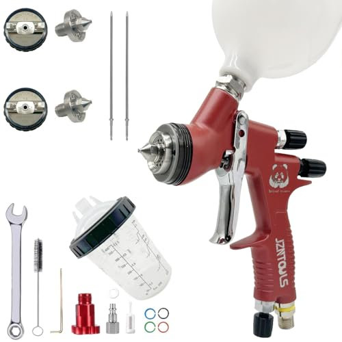 HVLP Pistolet pulvérisateur à air comprimé 1,3 mm/1,8 mm Buse en acier inoxydable et réservoir de mélange 400 CC avec adaptateur, pulvérisateur professionnel à alimentation par gravité automobile