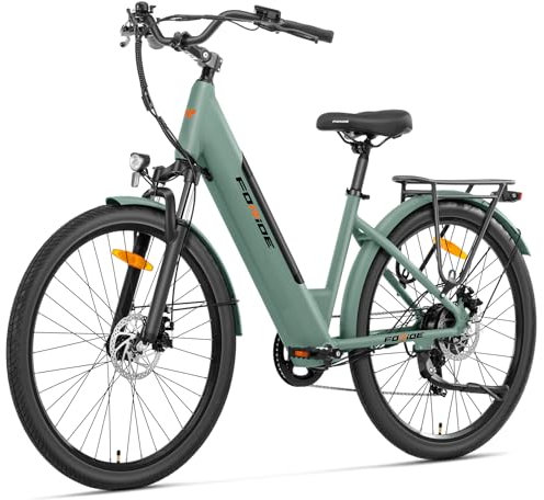 Foride Roamer 1 ST 27,5 E-Bike für Erwachsene, 7 Gang Elektrofahrrad mit Austauschbarem 36V 13Ah Akku, 250W Motor, 25 km/h und 100km Reichweite E-Bike Damen Herren für Städtische Pendler (Grün)