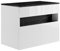 Vente-unique-Mueble de baño Flotante con Luces LED y encimera - Blanco y Negro Efecto mármol - Ancho 80 cm - POZEGA