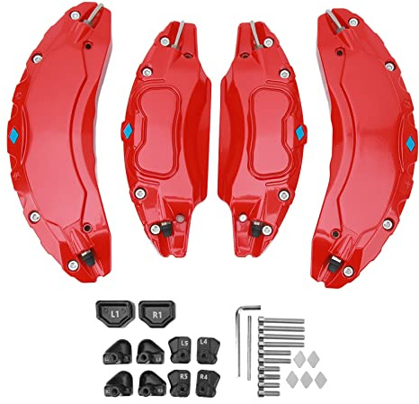 SUPYINI Car Brake Caliper Covers, Aluminium Alloy Disc Brake Caliper Guards Replacement For 18in 19 in Wheels Hub, Professional and Upgraded Design, Sporty Look (Red)