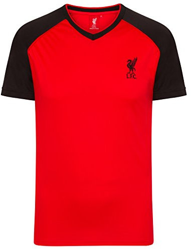 Liverpool FC Official Gift Mens Poly T-Shirt Red Black V Neck LGE.
