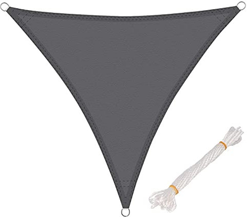 WOLTU Sun Shade Sail 4x4x4 m Triangle Water Resistant Sail Shade Polyester UV Block with Free Rope Sunscreen Awning Canopy for Outdoor Garden Patio Yard Party,Grey