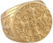 Flongo Herren Ring Männerring Herrenring Benediktussegen, Breit Edelstahl Band Ring Ringe Gold Bandring Siegelring Daumenring Saint Benedict Medal Herren-Accessoires Größe 70