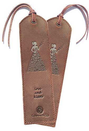 Handgefertigtes Leder Lesezeichen mit Frau im Herz Kleid Design + Traditionellem Quasten Lesezeichen Echtleder Einzigartige Geschenke Für Frauen, Männer, Kinder & Freunde