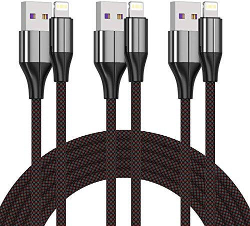 FEEL2NICE [MFi Certified Lightning Cable,3 Pack 1M iPhone Charger Cable & Data Sync Fast Nylon Braided Cord Compatible with iPhone Xs max/xr/x/8/8 Plus/7/7plus/6/6s Plus/5s/5,iPad (Black)