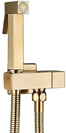 Kit douchette WC Or brossé, Pulvérisateur de bidet en laiton pour toilette, Laiton Douchette Toilette, Bidet de WC pour l'hygiène personnelle, accessoires de bidet