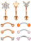 Rajnard 10Pcs Piercing Sourcils Arcade Piercing Rook 16G 8mm Acier Chirurgical avec Diamant Perle Coeur étoile Daith Piercing Argent Or Rose