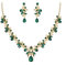 Clearine Kostüm Schmuck-Set für Abschlussball-Party Tropfen Blatt Strass Kristall Anhänger Halskette und Ohrhänger Smaragd-Grün Gold-Ton