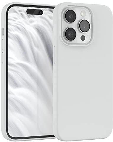 EAZY CASE Premium Silikon Handyhülle kompatibel mit iPhone 14 Pro, Slimcover mit Kameraschutz und Innenfutter, Silikonhülle, Schutzhülle, Bumper, Handy Case, Hülle, Softcase, Weiß