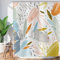 ASDCXZ Duschvorhang Abstrakt Blätter 180x200 cm, Frisch Kunst Boho Style Bunt Grün Blau Gelb Blätter Weiß Waschbar Duschvorhänge Polyester Textil Wasserdicht Duschvorhang für Badewanne mit 12 Haken