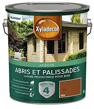 Xyladecor - Lasure Protectrice pour Bois Extérieur Jardin - Abris, Palissades, Espaliers, Kiosques, Barrières - Teck - Quantité : 5 L