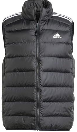adidas Men's Essentials 3-Stripes Light Down Vest, Black, S