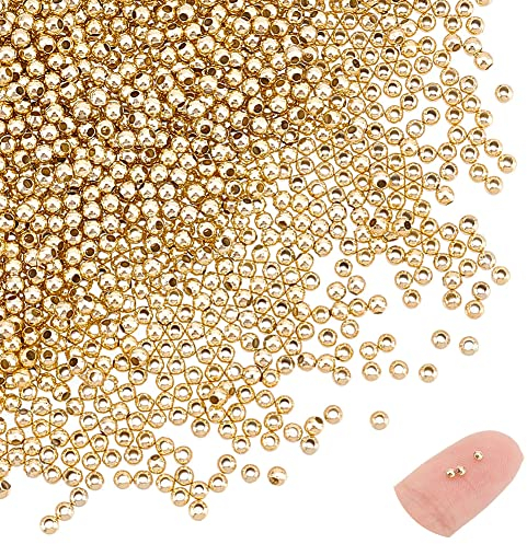 UNICRAFTALE 1000 Stück 2 mm Winzige Lose Perlen Runde Perlen 304 Edelstahl Abstandsperlen Goldene Metall Perle Winzige Glatte Hohle Rondelle Perlen Für DIY Armbänder Schmuckherstellung Basteln