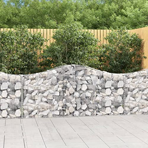 Home outdoor OthersArched Gabion Baskets 7 pcs 200x30x80/100 cm Galvanised Iron