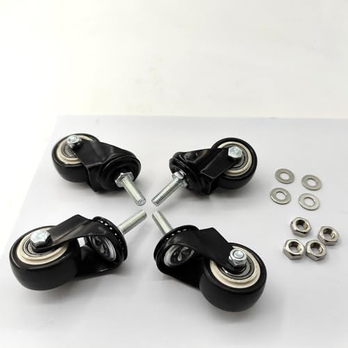 Rolle mit M8x25 Gewindestange und Distanzmutter, 1,5 Zoll, für Einkaufswagen, Trolleys, Werkbänke, Möbel (Ungebremste Räder, 4)