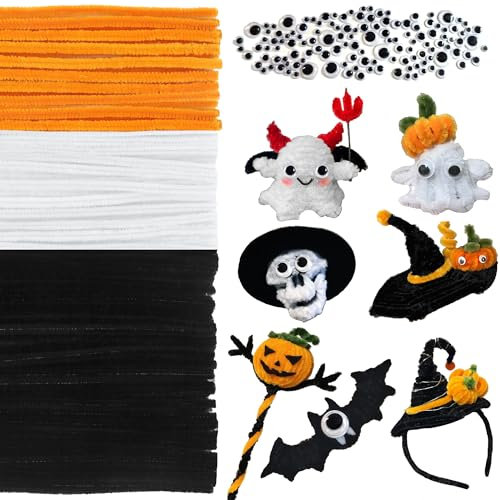 VntMQP Chenille-Faden-Set, Pfeifenreiniger-Set, bunt, zum Basteln, 30 cm x 6 mm Pfeifenreiniger, geeignet für Blumen, kleine Tiere, Halloween, Weihnachten DIY-Kunstwerke (Halloween-Set)
