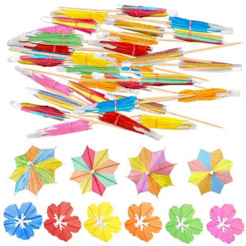 50 Pieces Petal Umbrella Signs, 50 Pieces Octagonal Umbrella Signs, Cocktail Umbrella, Cocktail Umbrella Wedding, Hawaiian Cake Decoration, Paper Umbrella Decoration