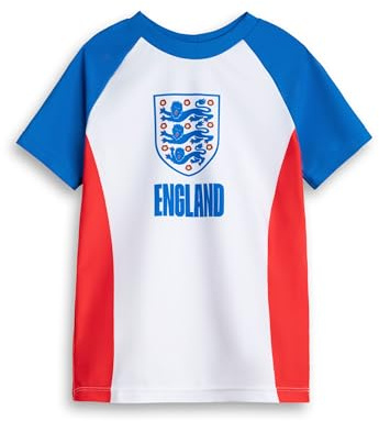 Vanilla Underground England Football Team Crest Jungen Blaues Badeoberteil | Klassische Kurzarm-Bademode mit Rundhalsausschnitt | Sport-Strandbekleidung mit England-Logo – 4–5 Jahre