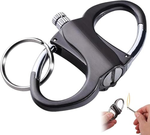 tsaChick Schlüsselanhänger-Feuerzeug, Feuerstarter-Schlüsselring, Ewiges Streichholz Feuerzeug mit Keychain,Multifunktions Schlüsselanhänger Metall für Outdoor Camping und Zuhause,Butangasfrei