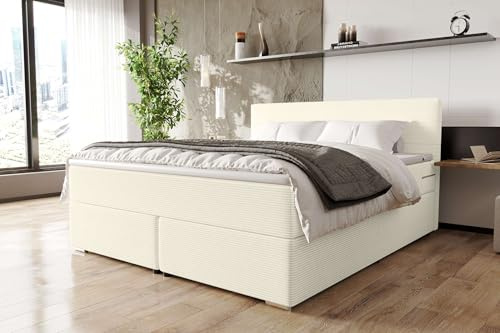 99rooms Phönix Boxspringbett 140x200 cm Cord Creme