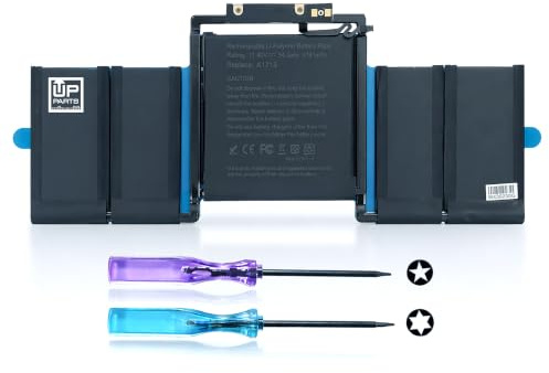 UP PARTS Batería compatible con MacBook Pro 13 A1706 (año 2016 – 2017), modelo batería A1819, con kit de montaje, Li-Polymer, capacidad batería 4300 mAh, 49 Wh, voltaje 11,40 V EMC3071 EMC3163