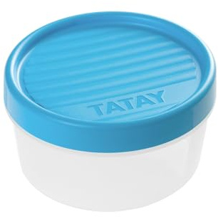 TATAY Frischhaltedose 0,5L Twist | Schraubdeckel | Vorratsdosen mit Deckel Luftdicht | Geeignet für Mikrowelle, Spülmaschine, Kühlschrank, Gefrierfach | Kunststoff BPA-frei | 12x12x6,6 cm, Blau