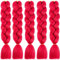 Jumbo Flechten Haarverlängerung Braids Extensions 5 Bündel Kunsthaar Synthetik Crochet Hair Box Braiding (Rot)