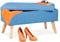 Relaxdays Sitzbank mit Stauraum, gepolsterte Truhenbank, modern, Holzbeine, Stoffbezug, H x B x T: 39 x 77 x 39 cm, blau