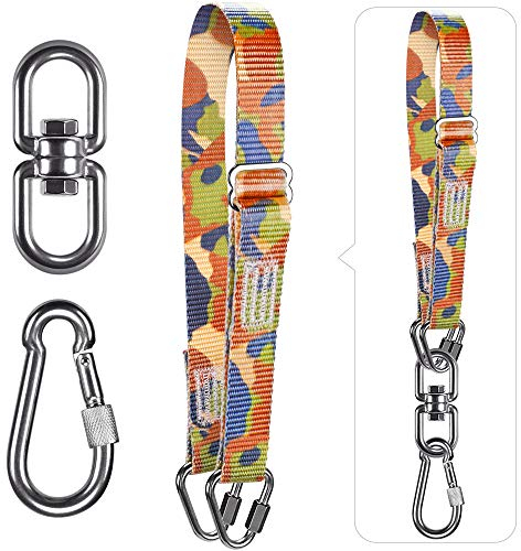 Dolibest Boxsack Aufhängung Seil, Schwenkbar Boxsackhalterung Sandsack 360 Verstellbar 55-100cm Befestigung Gurt Balken mit Karabiner für Muay Thai Training, Bis 454kg / Camouflage