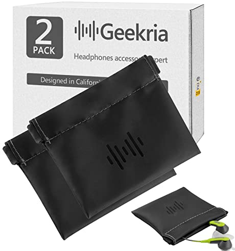 Geekria 2 Pack Sports Earbuds Pouch, Fitness Earbuds Protective Case, In-Ear Headphones Travel Bag Compatible with Beats Powerbeats 3, Apple EarPods, Jabra Sport Pulse (Black)