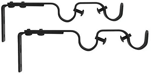 Soportes para barras de cortina de doble canal ø 20 mm, distancia central ajustable extensible de 165-190 mm, color negro mate, (1 juego de 2 soportes para barra)