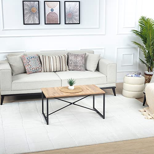 Livabliss Boden Geometric Rug - Scandi Area Rugs Living Room 160x213 cm, Dining, Kitchen - Neutral, Abstract Patterned Rugs, Boho Style, Easy Care Pile - Large Rug, Cream