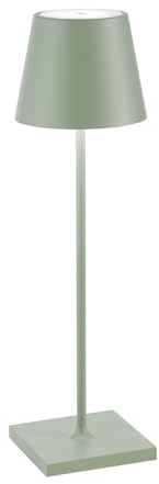 Zafferano, Poldina Pro Lampe, wiederaufladbare schnurlose Tischlampe mit Touch-Steuerung, geeignet für Innen- und Außenbereich, Dimmer, 2200-3000 K, Höhe 14,9 Zoll, Salbeigrün