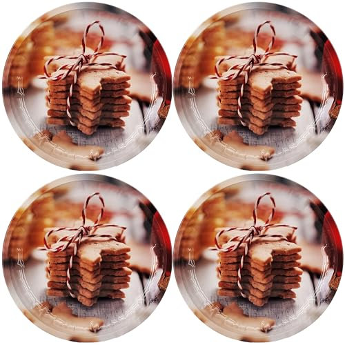 My-goodbuy24 Weihnachtsteller aus Metall - 4 Stück - Weihnachts- oder Nikolaus-Teller mit verschiedenen Motiven für Kekse, Stollen, Gebäck und Süßes, Ø 26,4 cm - Set Keksbundle