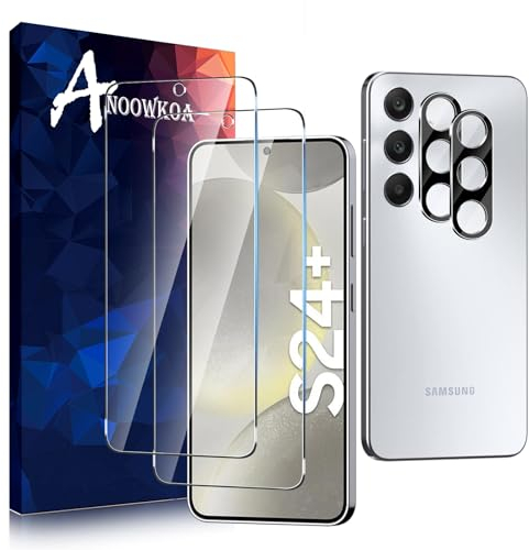 Anoowkoa 2+2 Pack for Samsung Galaxy S24 Plus 5G Screen Protectors and Camera Lens Protectors Guard Tempered Glass Film, Anti Fingerprints Protective Film