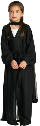 Odizli Gebetskleidung für Kinder Mädchen Abaya Muslim Islam Muslimische Kleider Langarm Cardigan + Hijab 2 Teilig Jilbab Kaftan Khimar Namaz Elbisesi Ramadan Burka Lang Gebetskleid Schwarz 9-10 Jahre