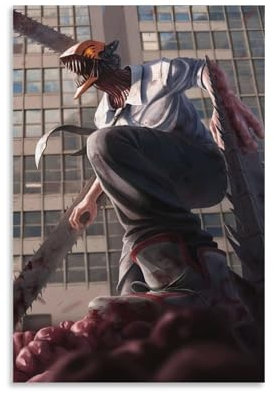 KPOKAHT Anime Poster Chainsaw Man Poster Painting Canvas Wall Art Living Room Posters Painting 08x12inch(20x30cm)