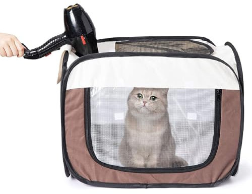 Caja de Secado para Mascotas, Secador de Peluquería para Perros, Caja Seca Plegable Portátil para Perros y Gatos, Caja Secadora para Gatos Voladores Anti-Pelo, Caja de Secado para Perros y Gatos