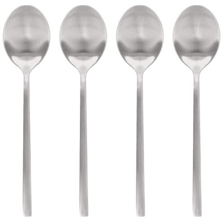 Argon Tableware 4 Stainless Steel Dessert Spoons – 20cm Silver Finish Modern Cutlery Set for Dining, Puddings & Desserts – Stylish Dishwasher Safe Tableware