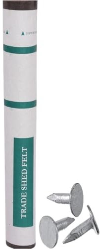 Silver Star Standard Grade Mineral Shed Roofing Felt Green 16.4 x 3.2ft (5m x 1m) with 13mm Galvanized Roofing Nails Pack of 50 Included for Superior Weather Protection