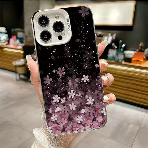 Kompatibel mit vivo V29 5G Weiche Kante PC Rückseite Telefon Gehäuse mit Glitzerstern Kirschblüte