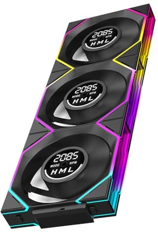 TZMRIT Interstellar-V4 ARGB PWM PC Lüfter 120 mm mit Drehzahlanzeige, 2100 RPM/61.54 CFM Airflow, Daisy Chain Ein Kabelanschluss, Forward & Reverse Gestaltung,Triple Pack (Black Reverse)