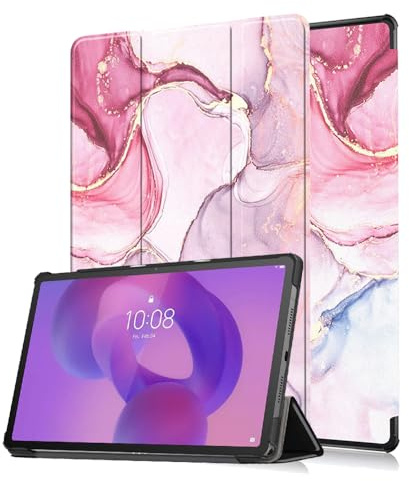 SFFINE Smart Case for Lenovo Idea Tab 11 Inch 2025 (TB-336ZU/FU) / Lenovo Tab K11 Gen 2 Tablet, Magnetic Trifold Slim Folio PU Leather Stand Cover with Auto Sleep Wake (Pink Marble)