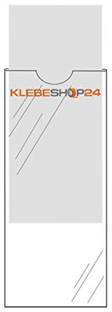 Klebeshop24 ORDNERRÜCKEN TASCHEN SELBSTKLEBEND | Transparent | 20 oder 100 Stück | Größe wählbar | Rückenschildtaschen | Selbstklebende Taschen für Ordneretiketten / 50 x 130 mm, 100 Stück