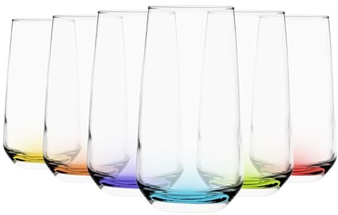 LAV Coral Lal Coloured Tumblers Cocktails Water Juice 480ml/cc Set of 6 Boxed Gift